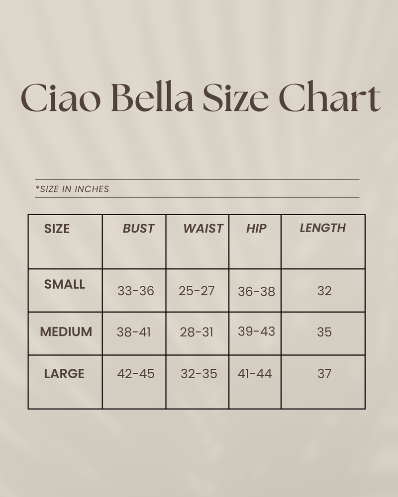 Ciao Bella Top | Indigo Size Chart