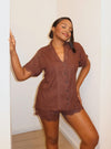 Mocha Scalloped Set (Short Sleeve & Shorts)
