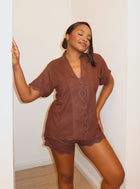 Mocha Scalloped Set (Short Sleeve & Shorts)