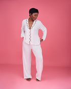 Sand Scalloped Set (Long Sleeve & Pants)
