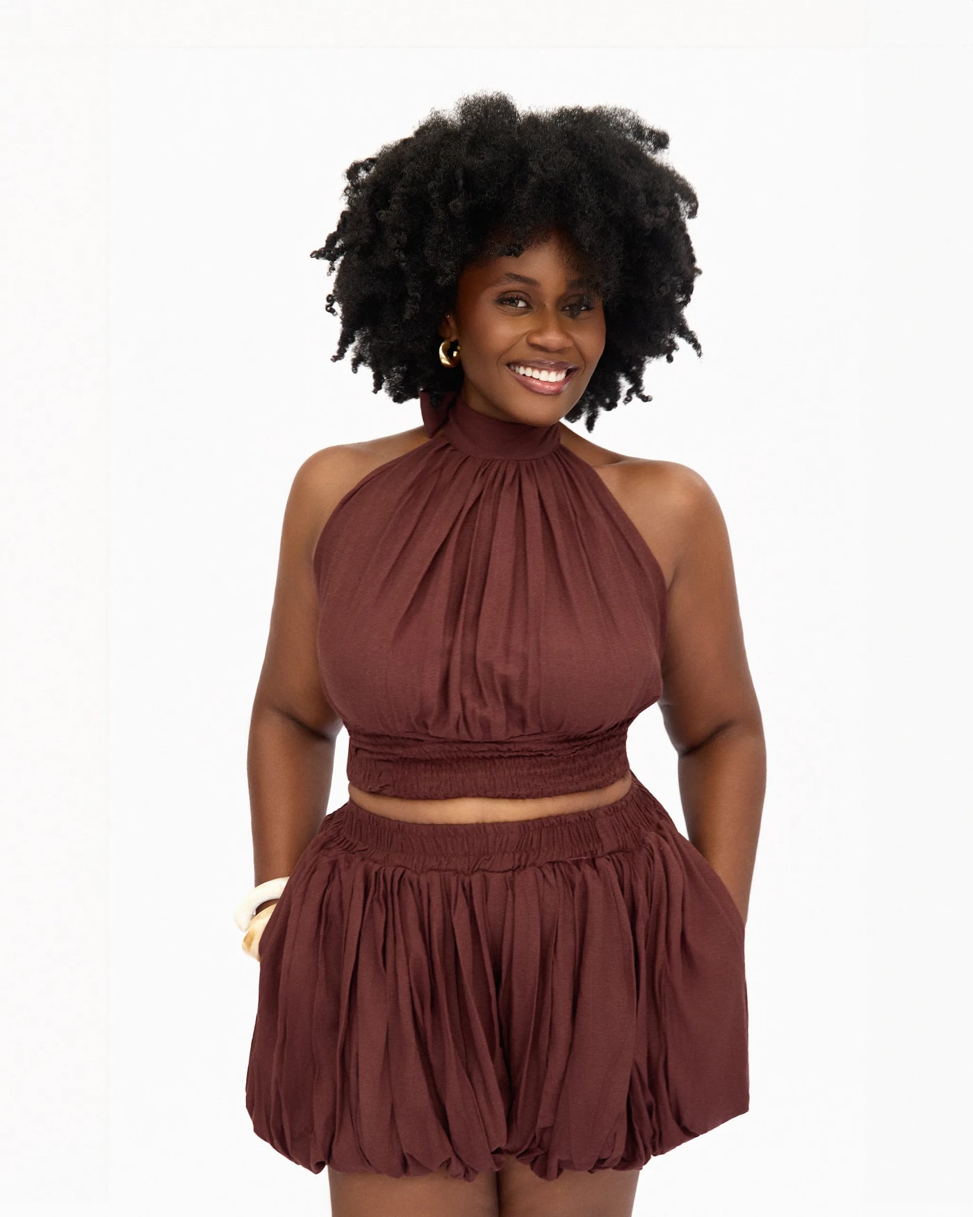 Jindu Bubble Short | Mocha