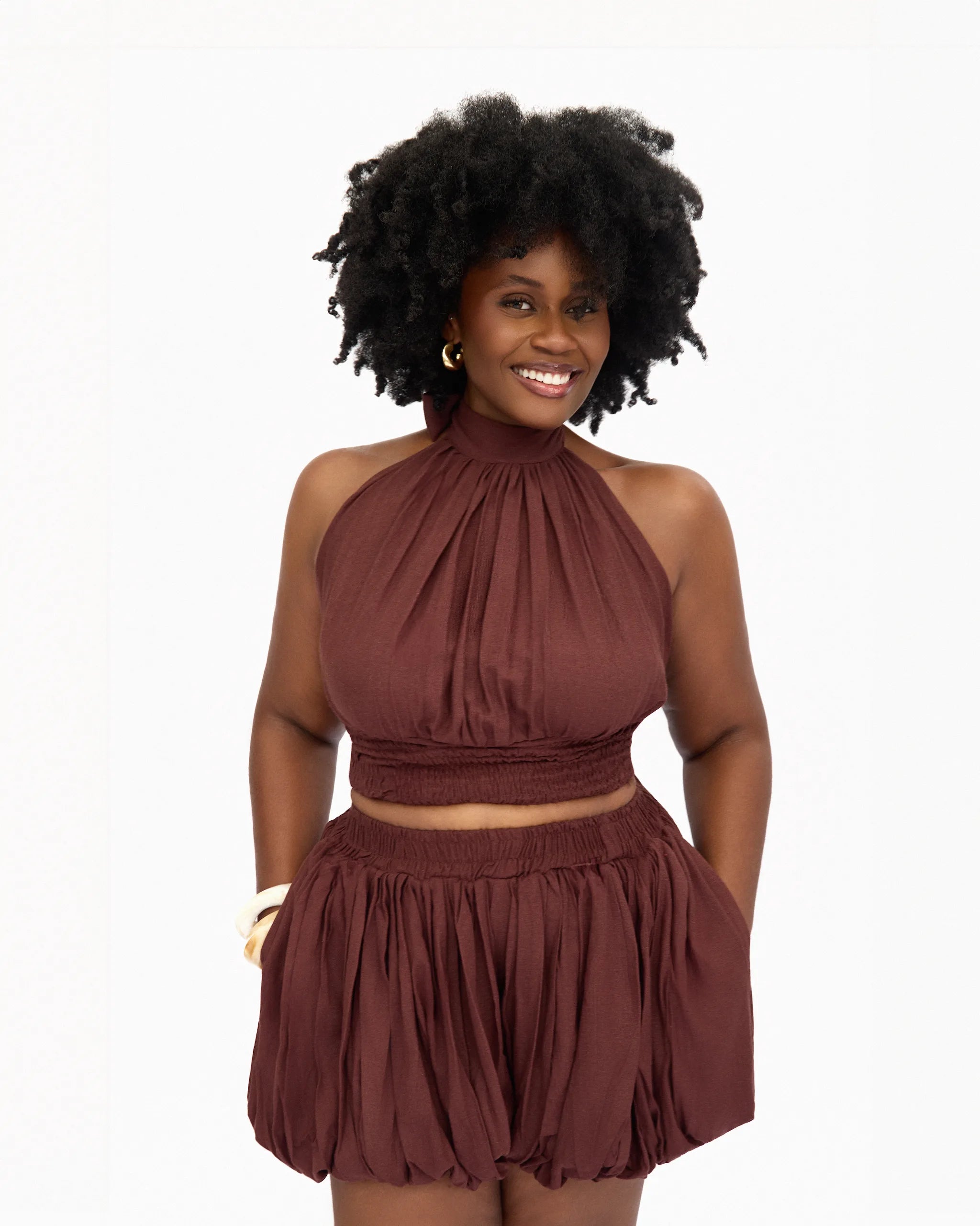 Jindu Bubble Short | Mocha