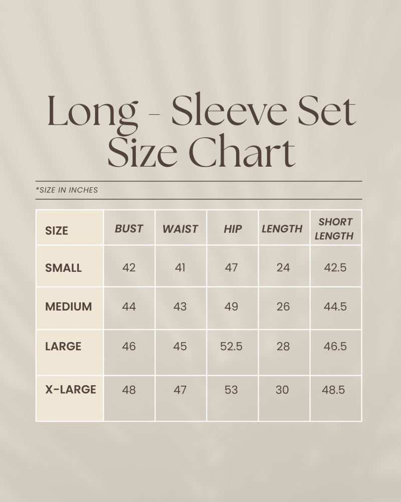 Butter Yellow Soft & Cozy Set (Long Sleeve & Pants) Size Chart