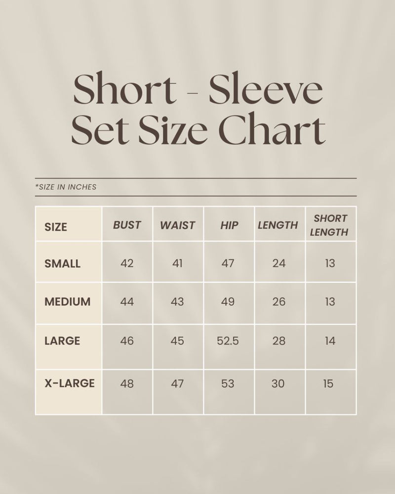 Butter Yellow Soft & Cozy Set (Short Sleeve & Shorts) Size Chart